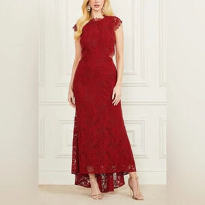 Marciano Hannah Lace Maxi Dress Lacquer Red